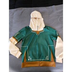 Mens The Legend of Zelda Link Cosplay Hoodie Jacket Green Tan Size S